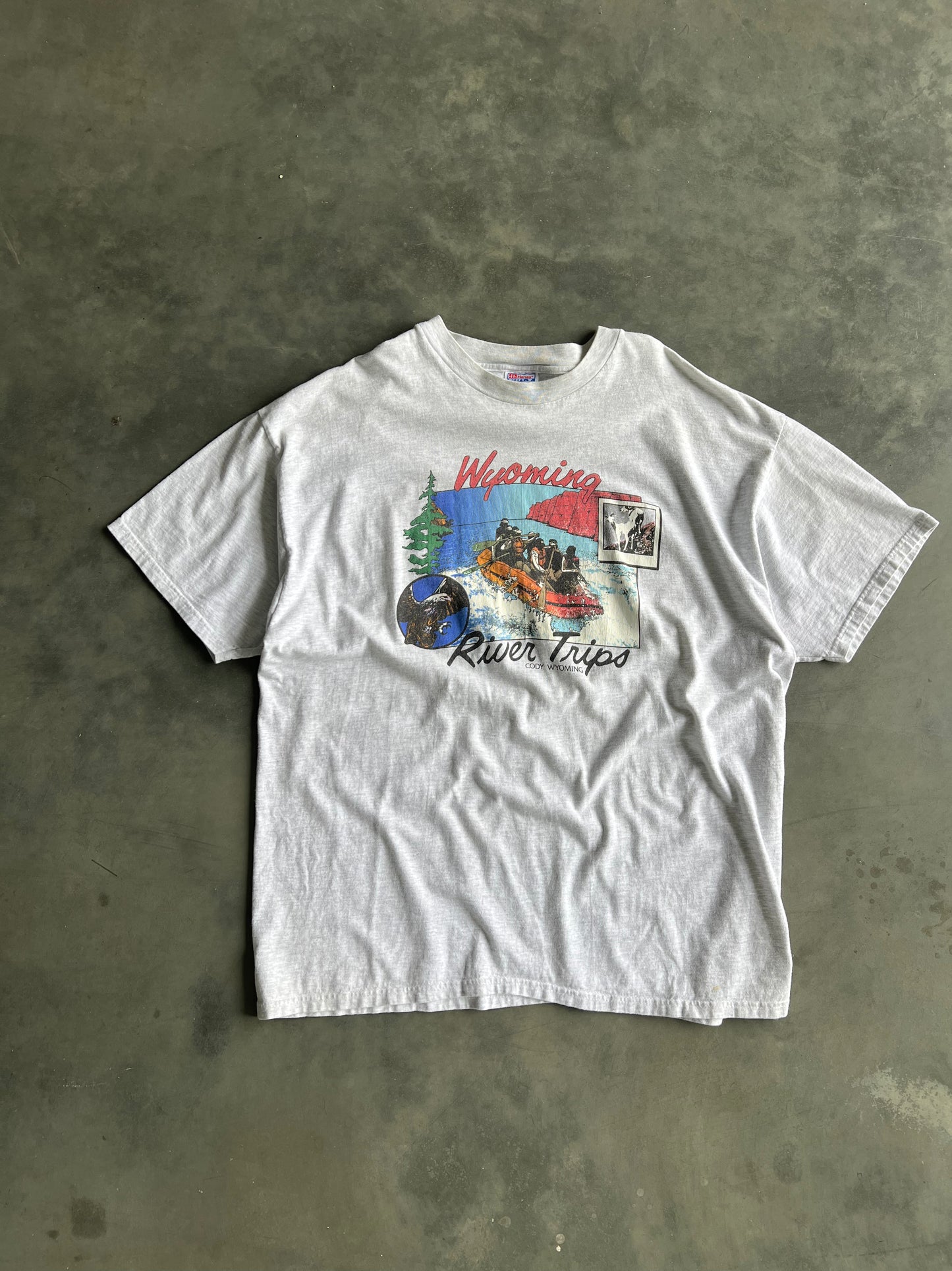 Vintage White Wyoming River Trips Shirt - XXL