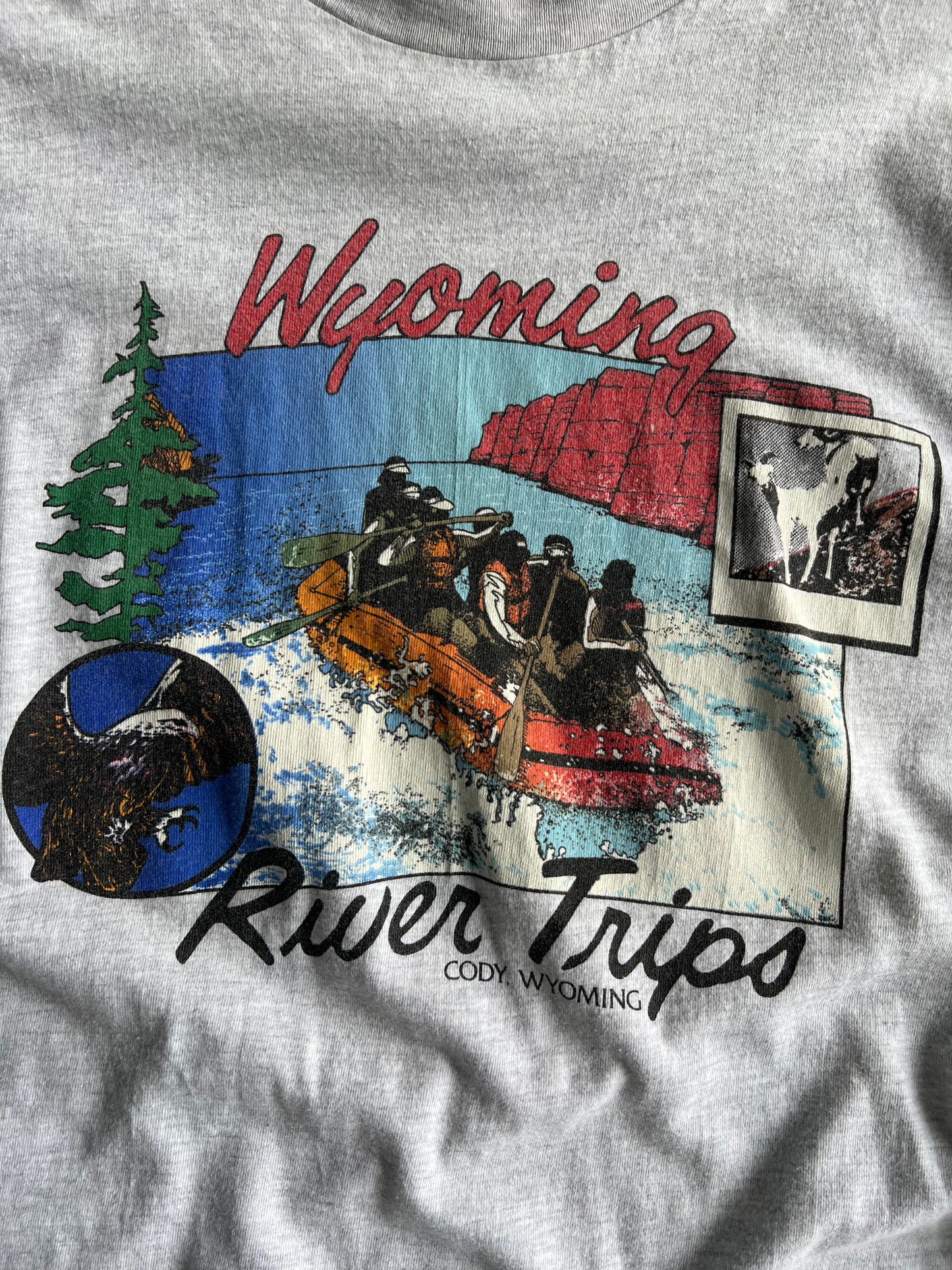 Vintage White Wyoming River Trips Shirt - XXL