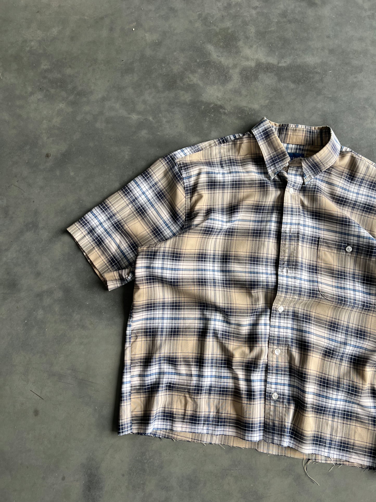 Vintage Stripped Cream Button Up Shirt - L