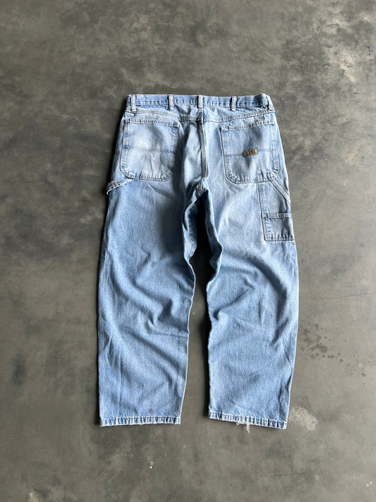 Vintage Faded Blue Denim Baggy Jeans - 36