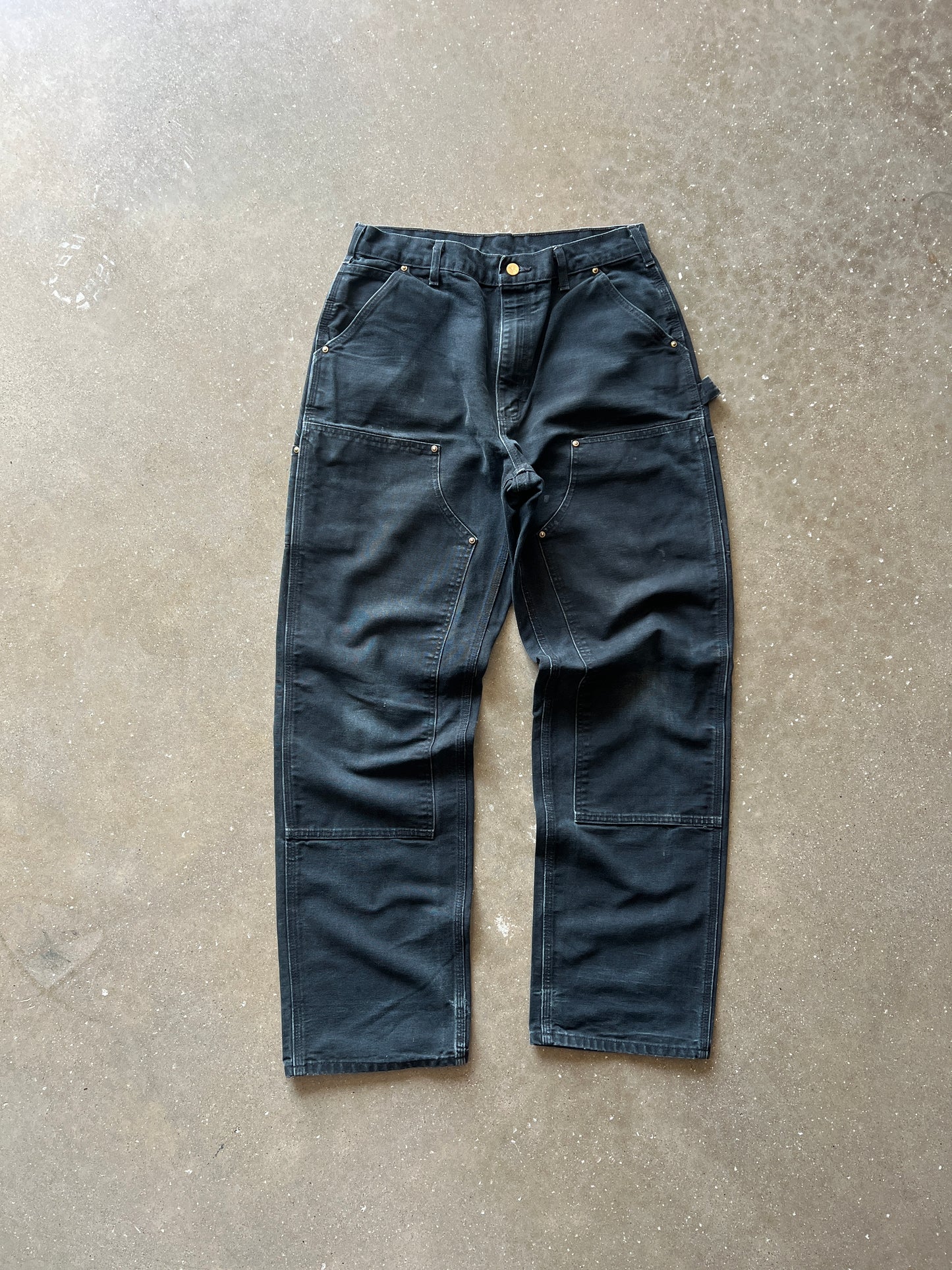Vintage Faded Black Carhartt Double Knee Pants - 34x34