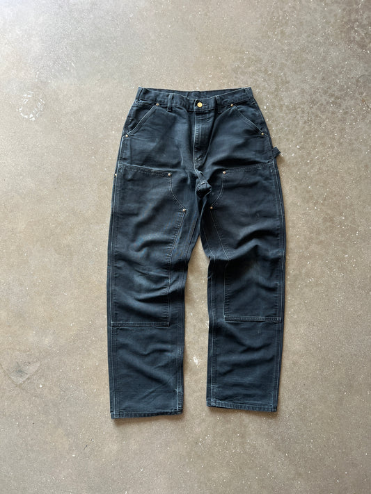 Vintage Faded Black Carhartt Double Knee Pants - 34x34