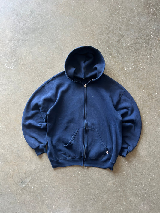 Vintage Navy Blue Russell Hoodie - XL
