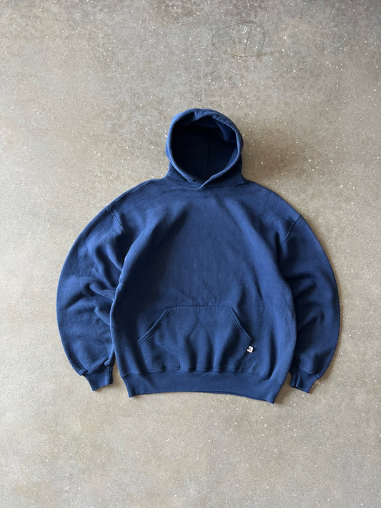 Vintage Navy Blue Russell Hoodie - XL