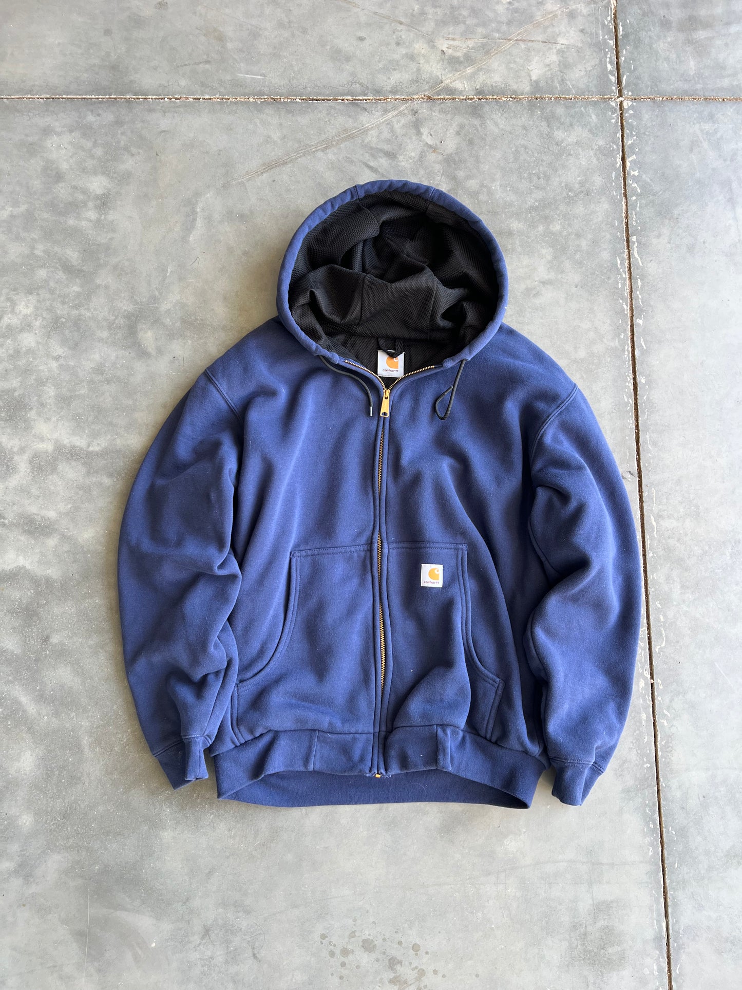 Vintage Blue Carhartt Thermal Lined Hoodie - L