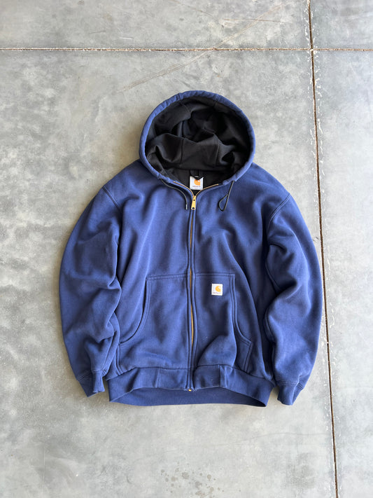 Vintage Blue Carhartt Thermal Lined Hoodie - L