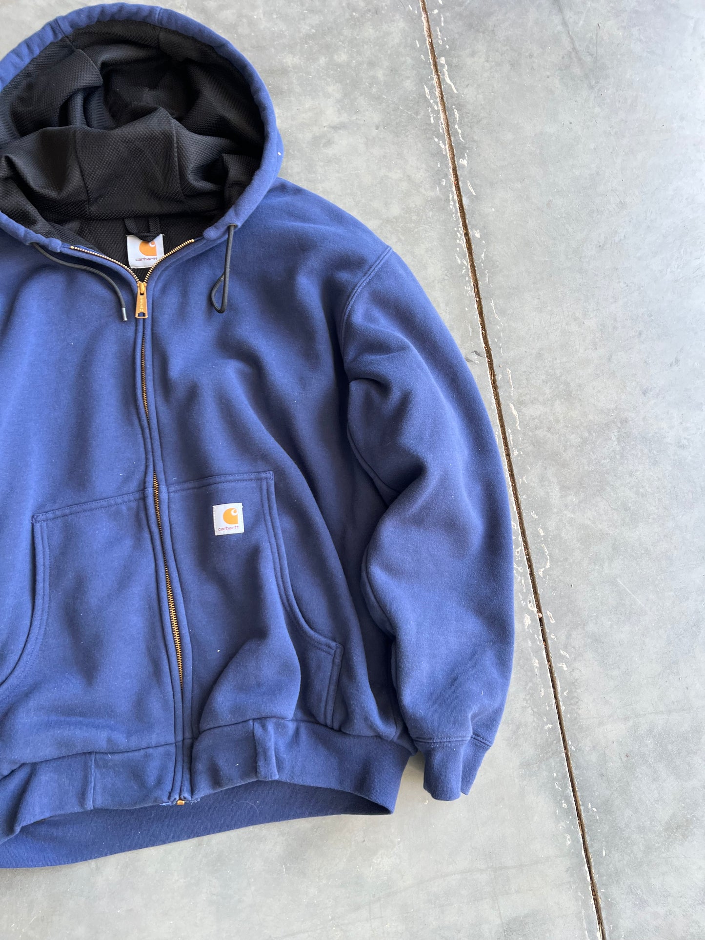 Vintage Blue Carhartt Thermal Lined Hoodie - L