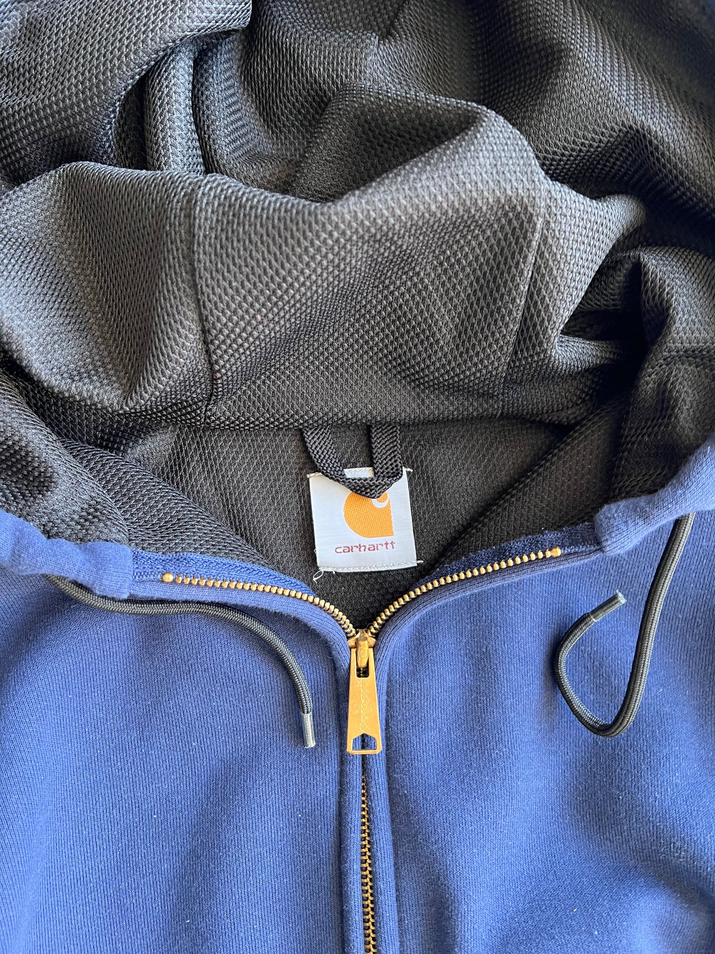 Vintage Blue Carhartt Thermal Lined Hoodie - L