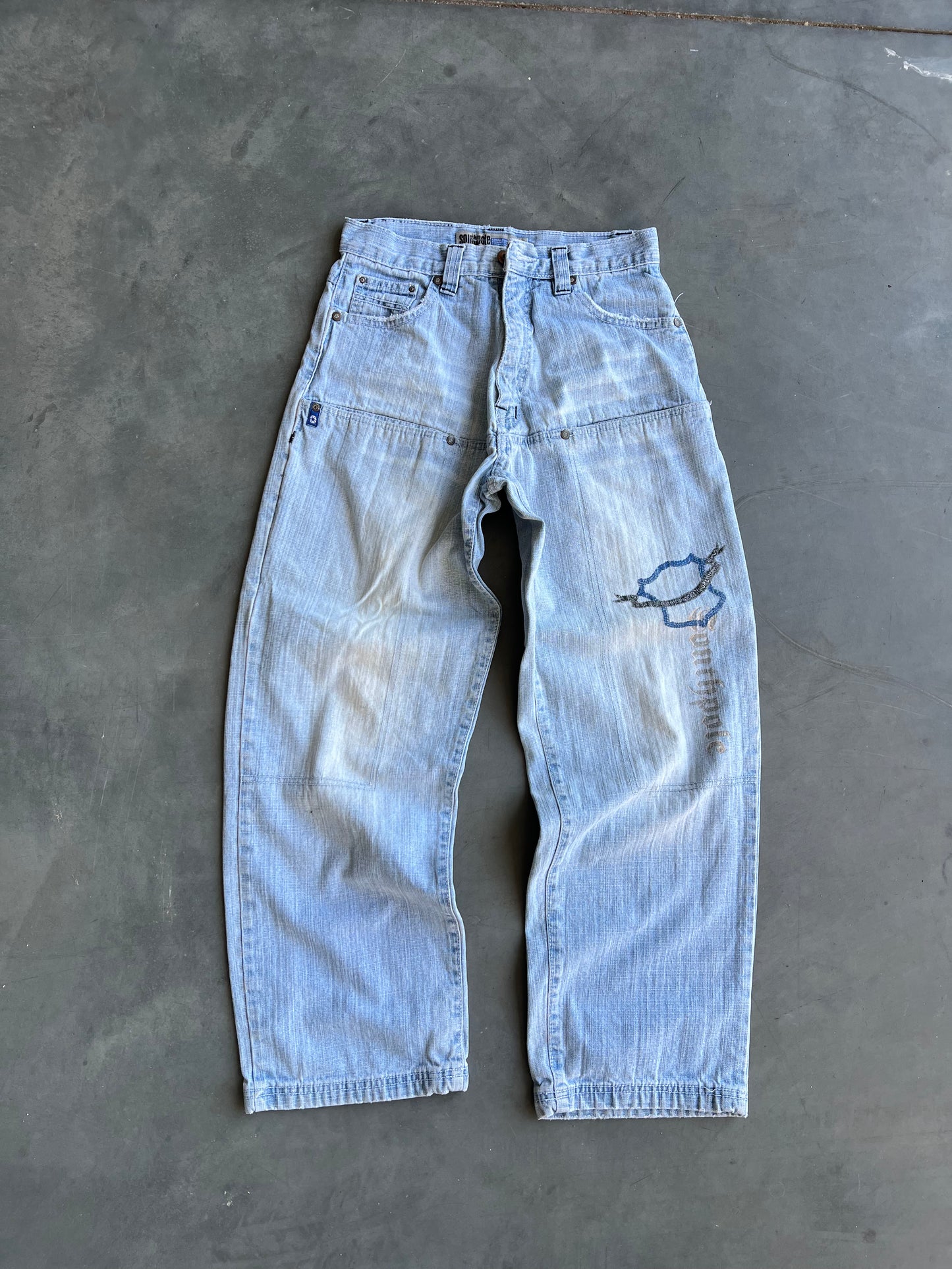 Vintage Faded Blue SouthPole Baggy Pants - 28