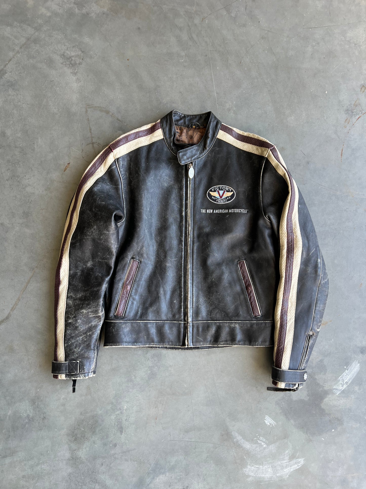 Vintage Black Victory Motorcycle Jacket - S