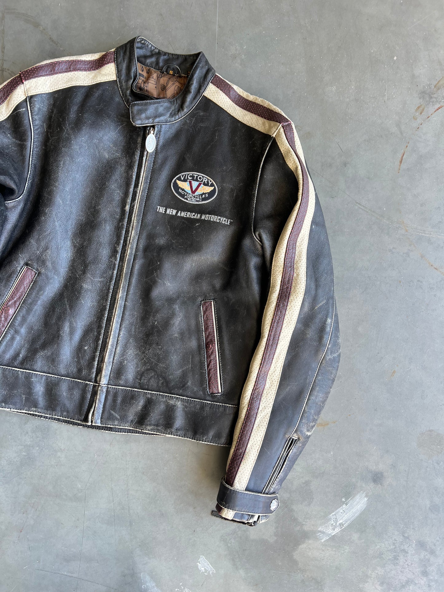 Vintage Black Victory Motorcycle Jacket - S