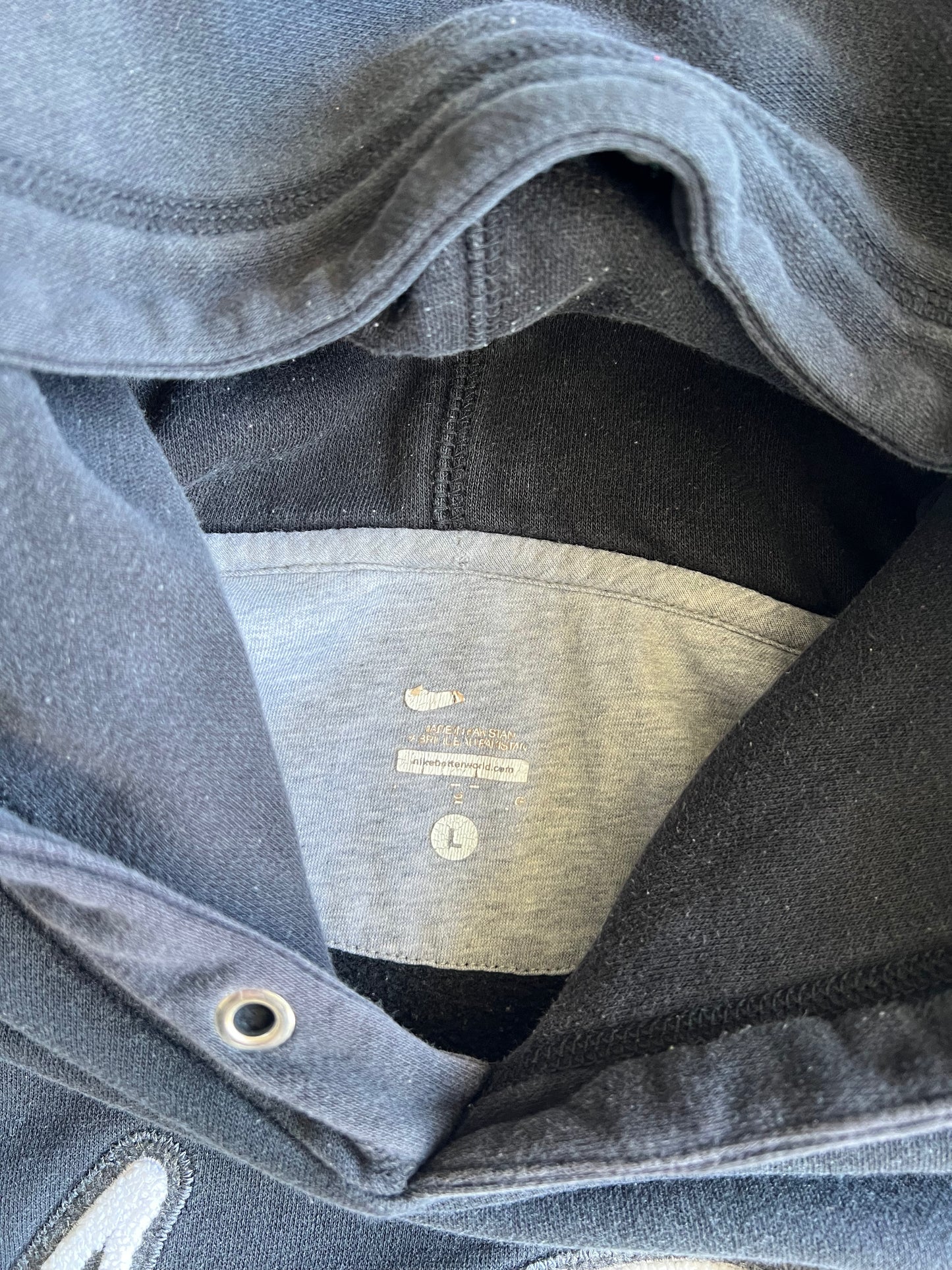 Vintage Faded Black Nike Swoosh Hoodie - L
