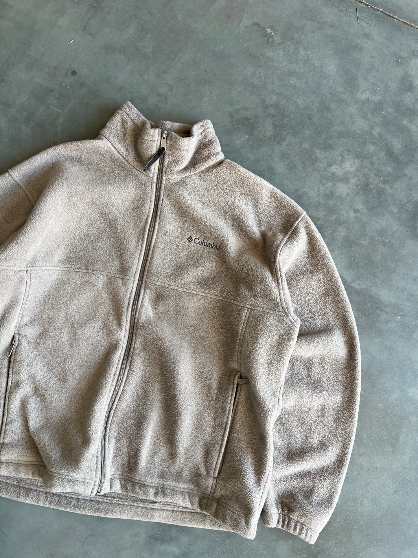 Vintage Tan Columbia Zip Fleece - XL