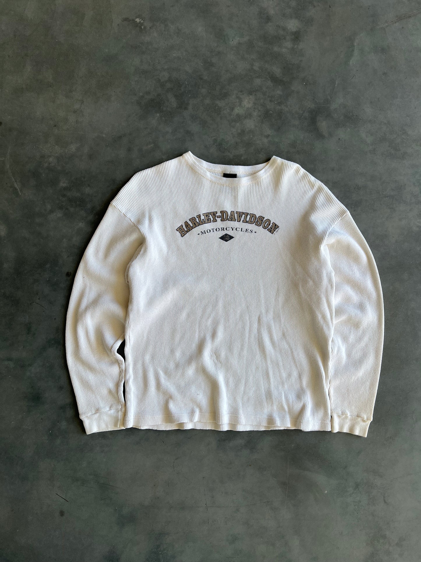 Vintage White Harley Davidson Thermal - L