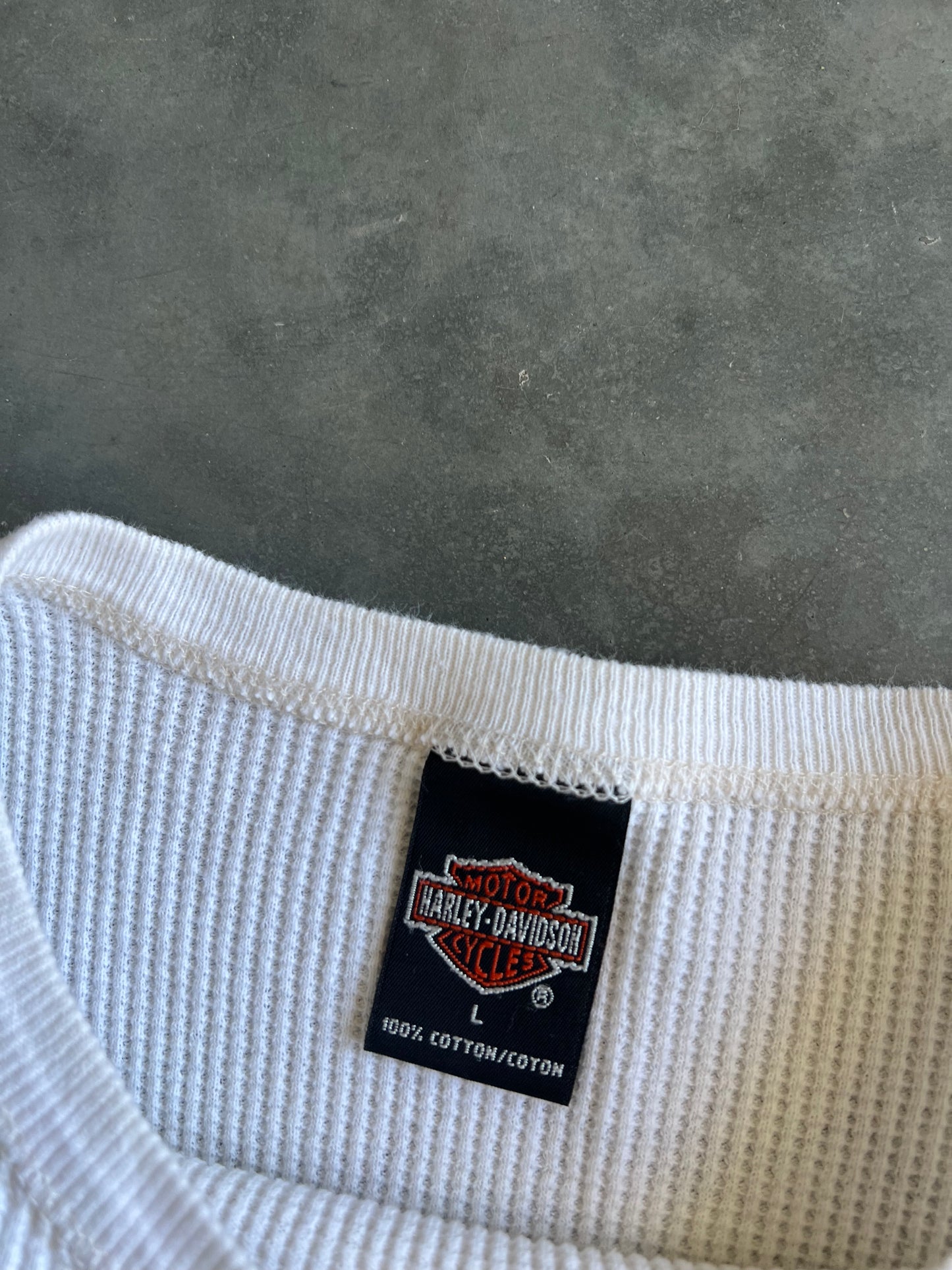 Vintage White Harley Davidson Thermal - L
