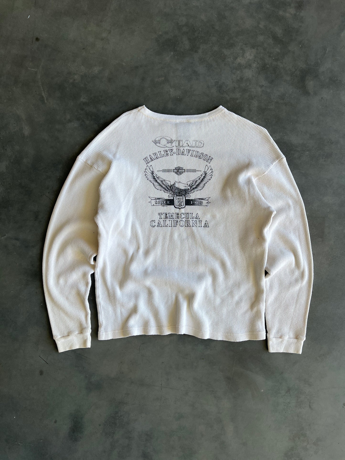 Vintage White Harley Davidson Thermal - L