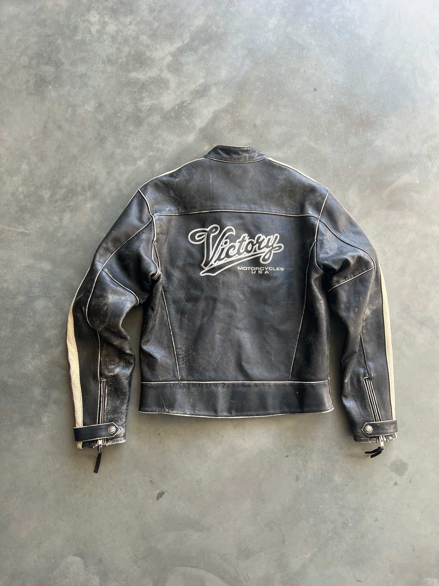 Vintage Black Victory Motorcycle Jacket - S