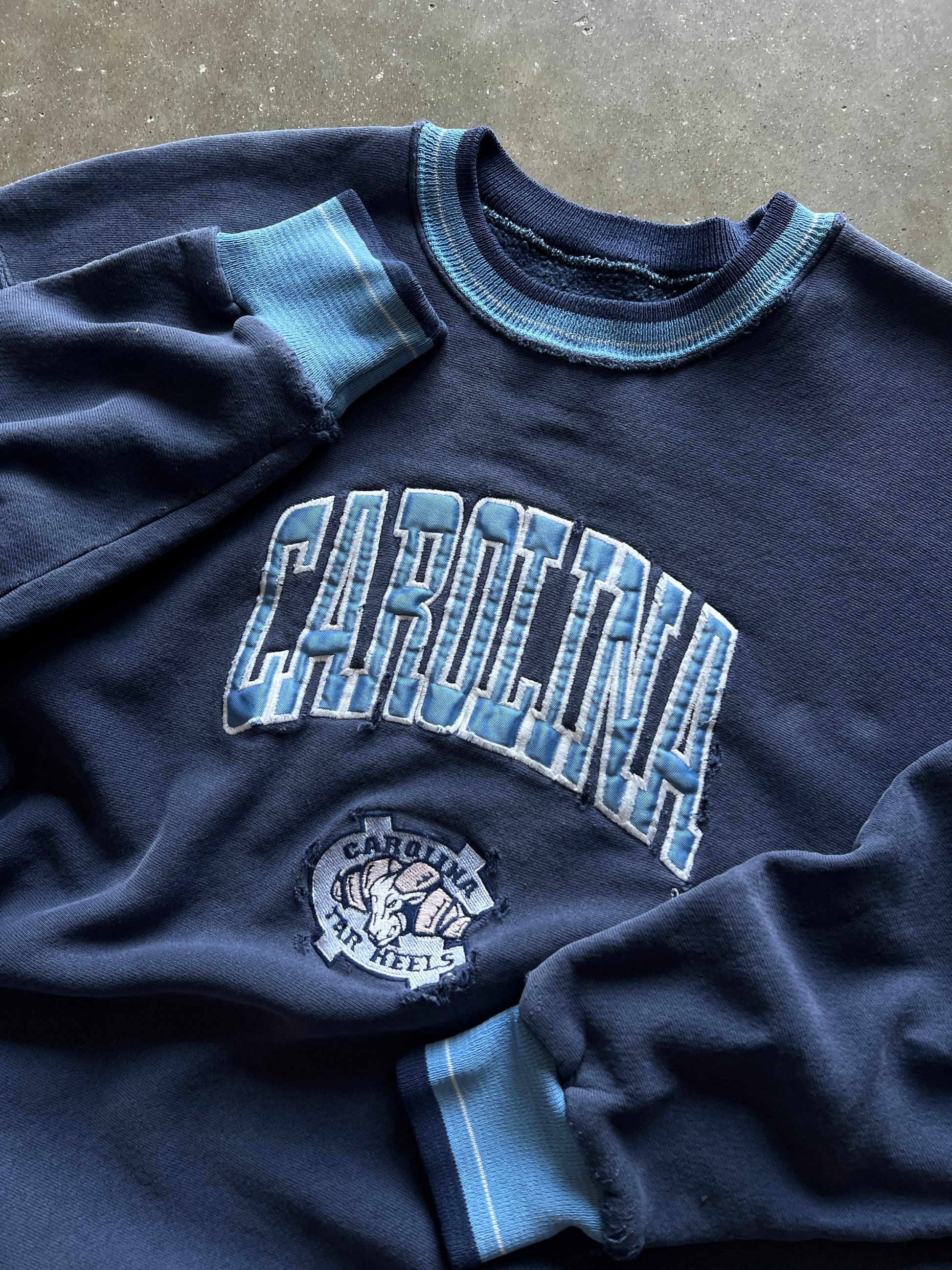 Vintage Faded Distressed Carolina Crew - L