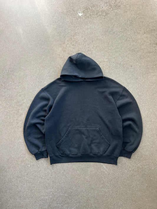Vintage Faded Black Russell Hoodie - L