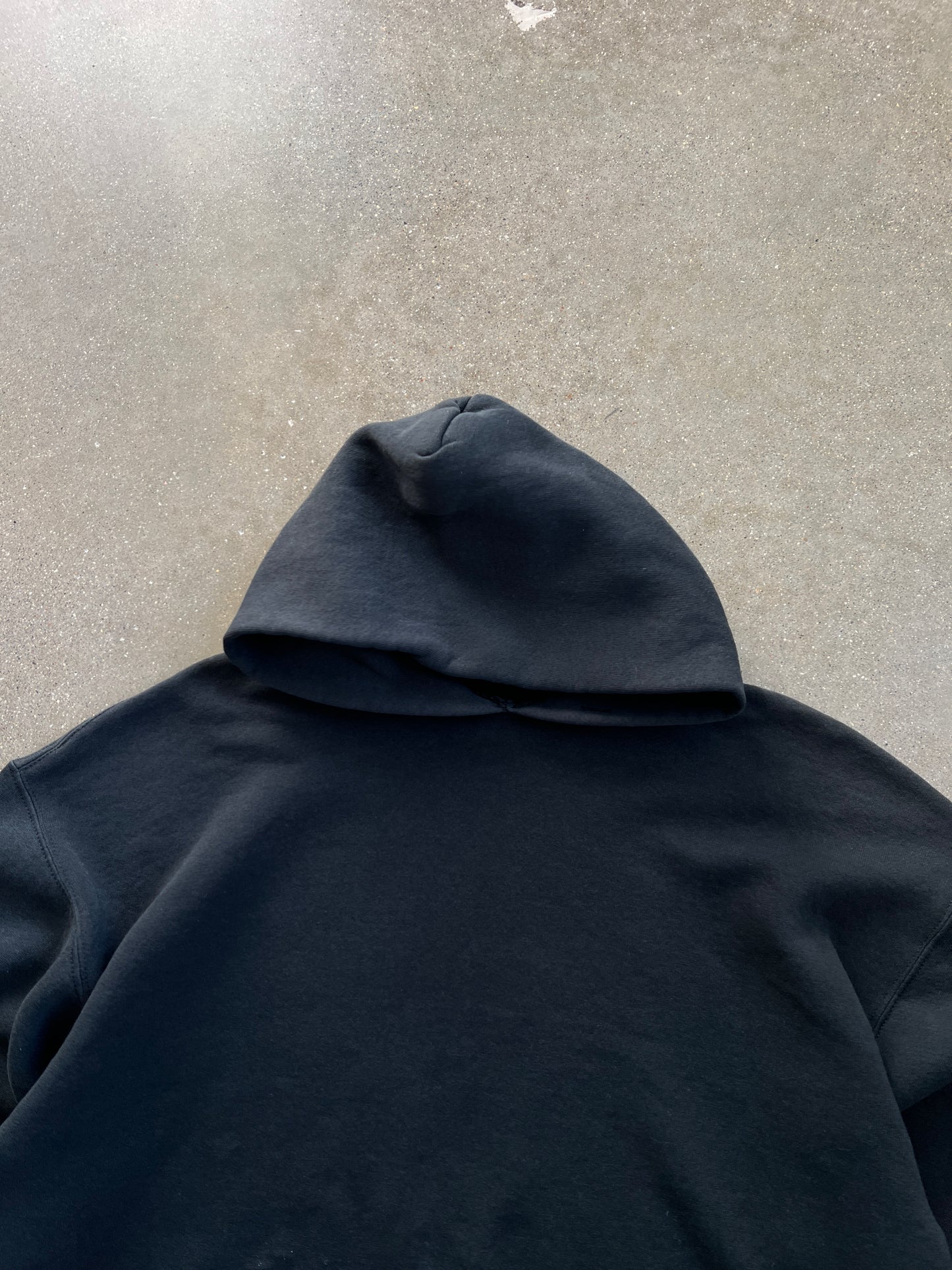 Vintage Faded Black Russell Hoodie - L