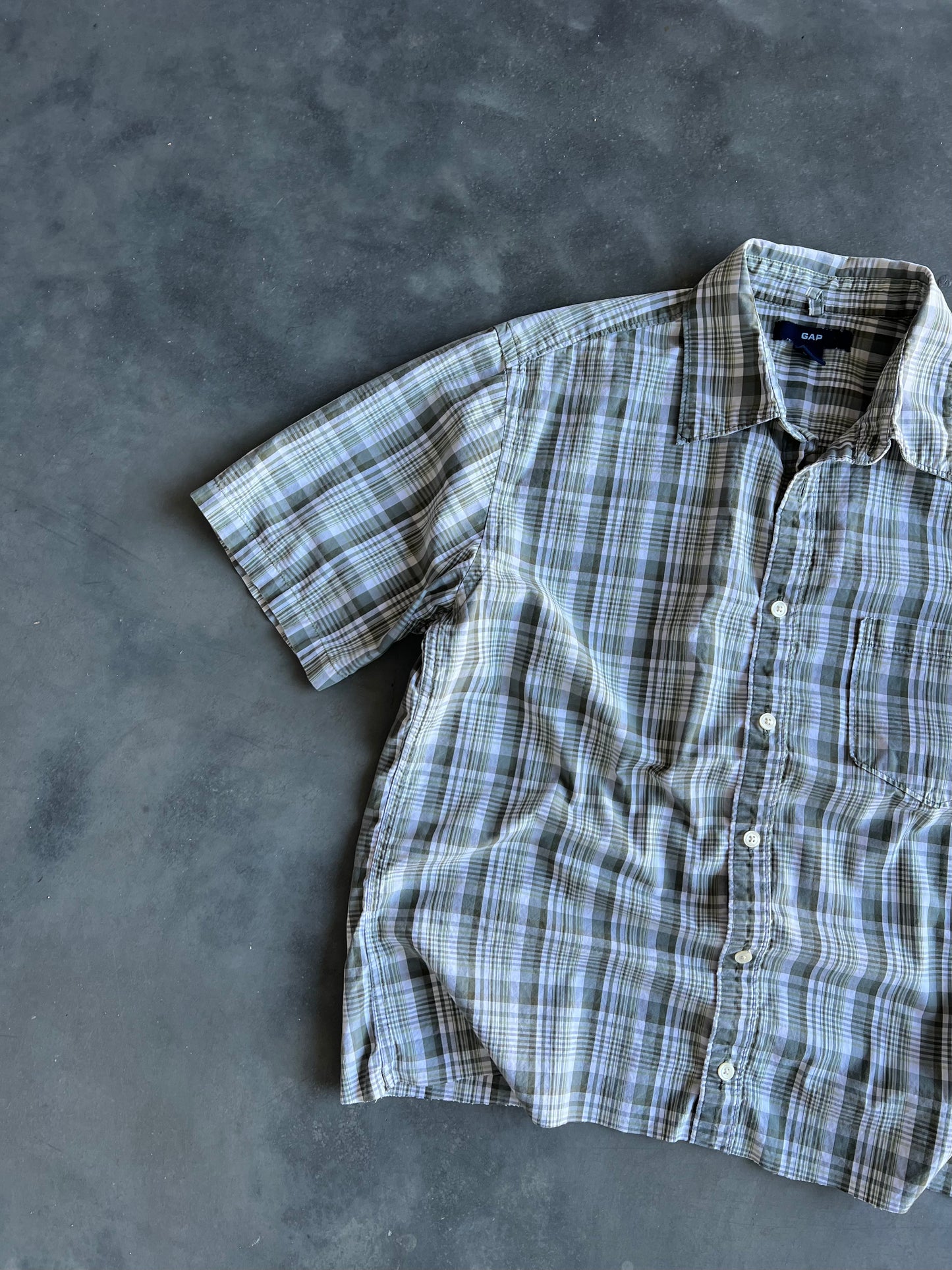 Vintage Green Gap Cropped Button Up - M