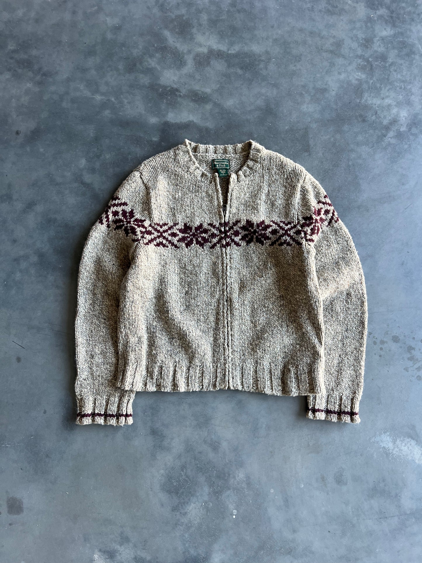 Vintage Brown Abercrombie Zip Up Sweater - L