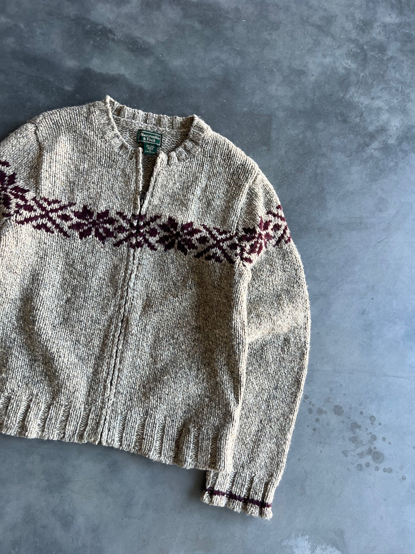 Vintage Brown Abercrombie Zip Up Sweater - L