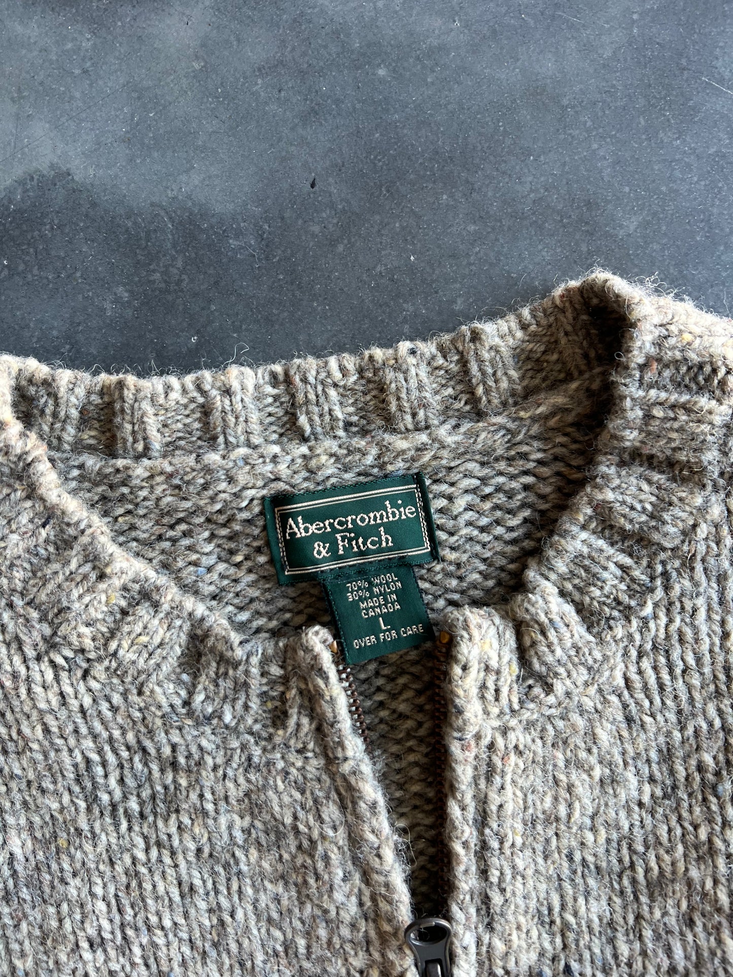 Vintage Brown Abercrombie Zip Up Sweater - L