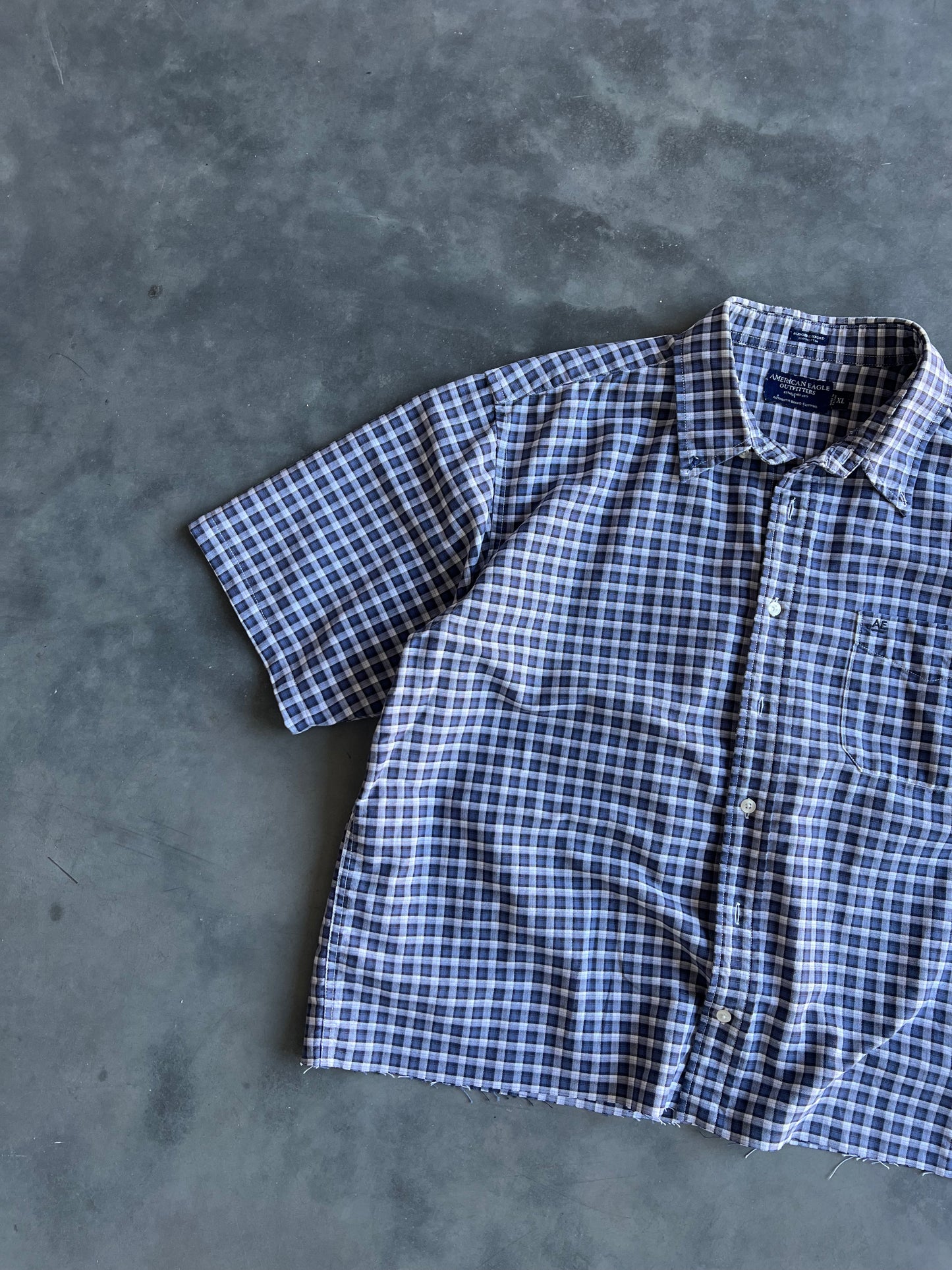 Vintage Blue American Eagle Button Up Shirt - XL