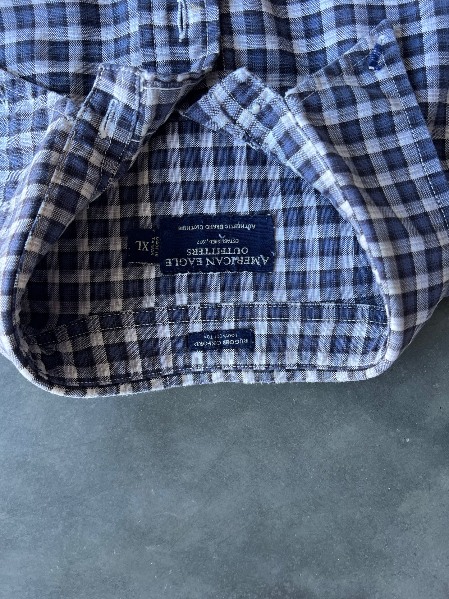 Vintage Blue American Eagle Button Up Shirt - XL