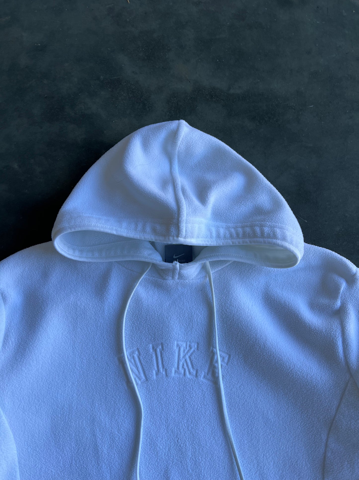 Vintage White Nike Spellout Hoodie - S