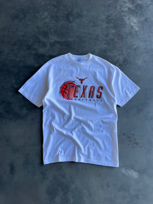 Vintage White Texas Longhorns Basketball Shirt - XL