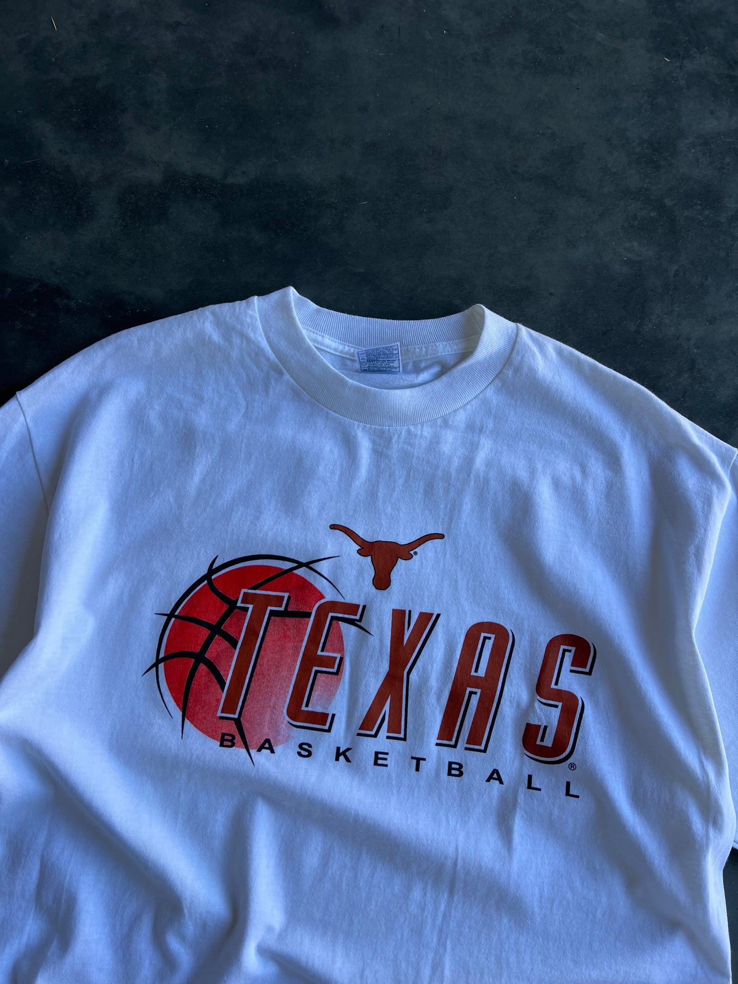 Vintage White Texas Longhorns Basketball Shirt - XL