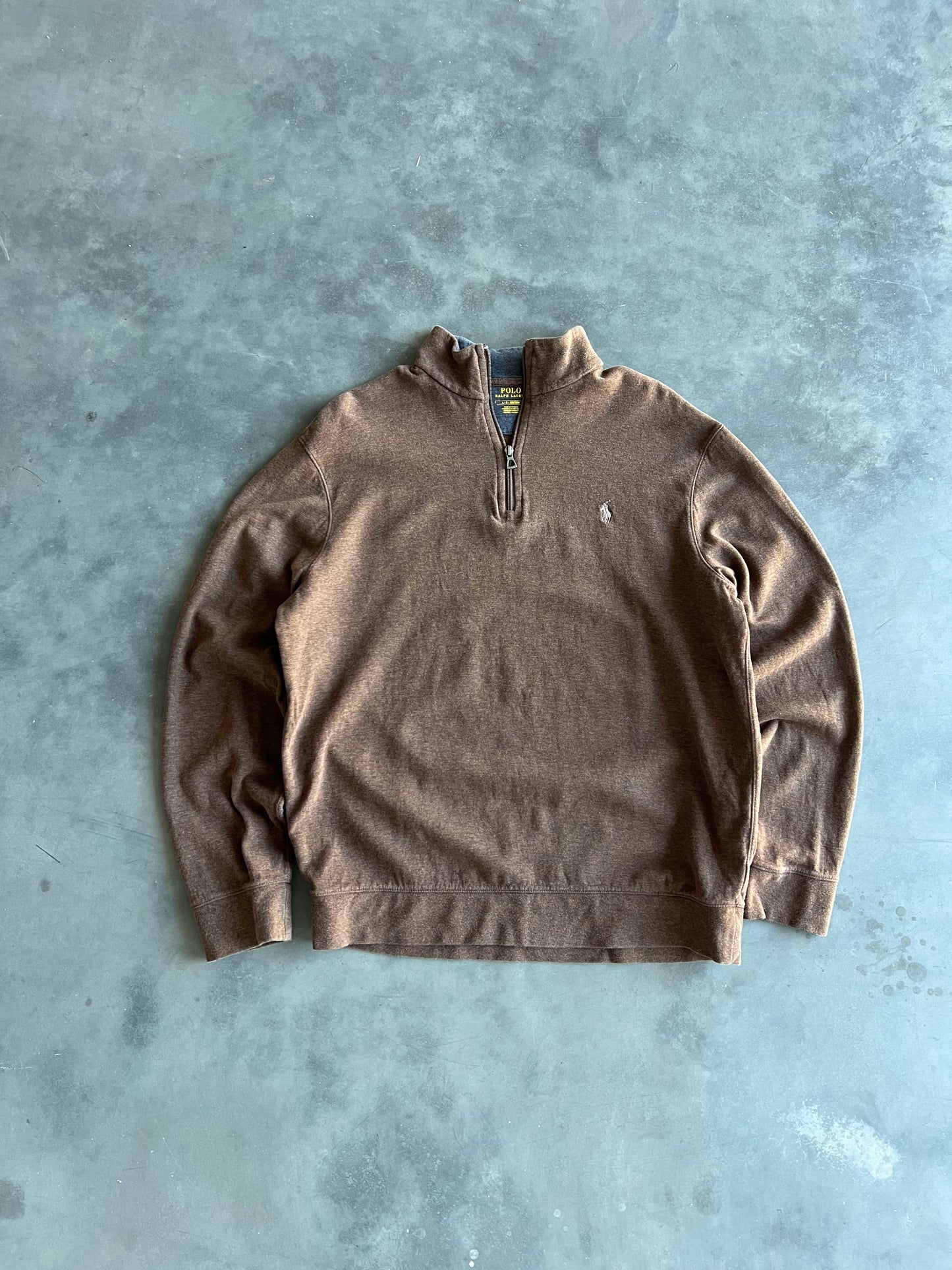 Vintage Brown Polo Quarter Zip Sweater - L