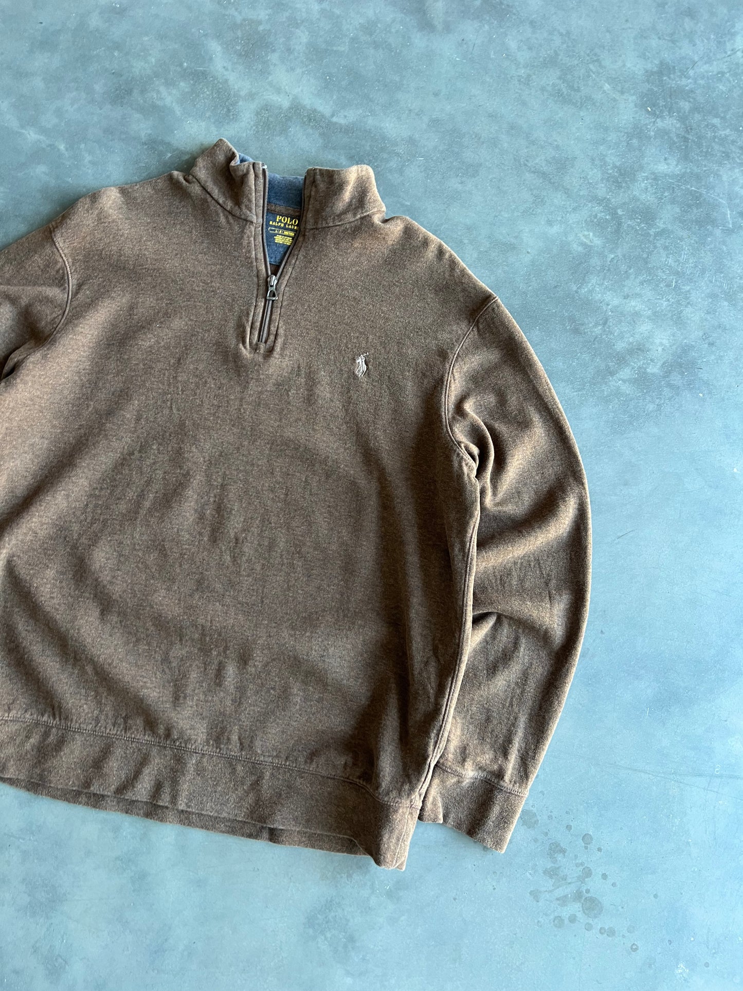 Vintage Brown Polo Quarter Zip Sweater - L