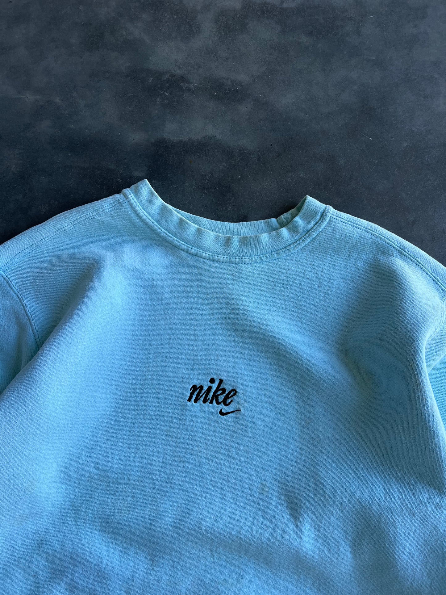 Vintage Sky Blue Nike Spellout Crew - M
