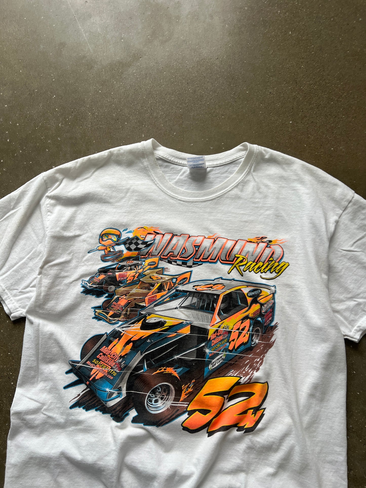 Vintage White Racing Graphic Shirt - XL