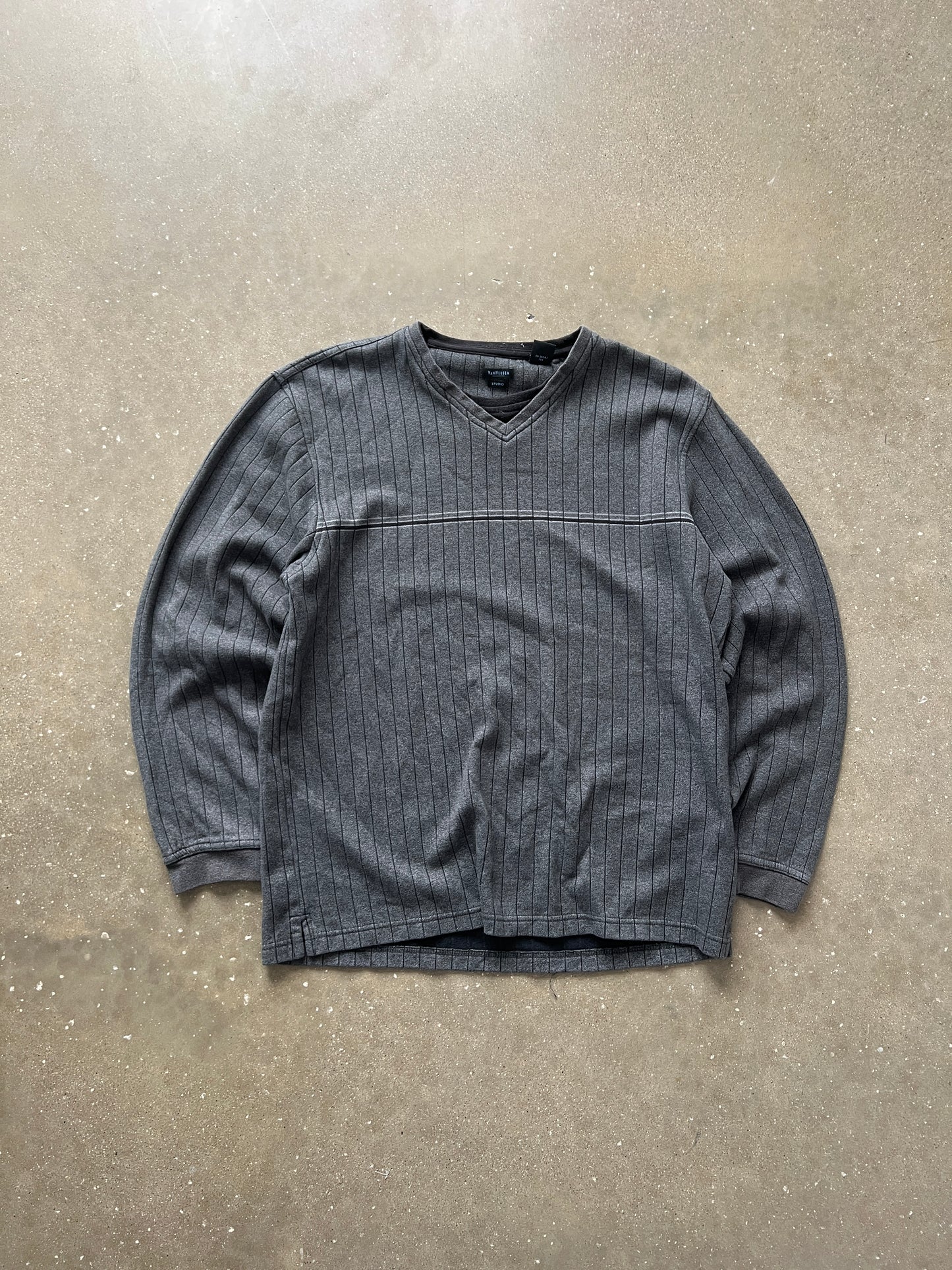 Vintage Grey Stripped Sweater - L