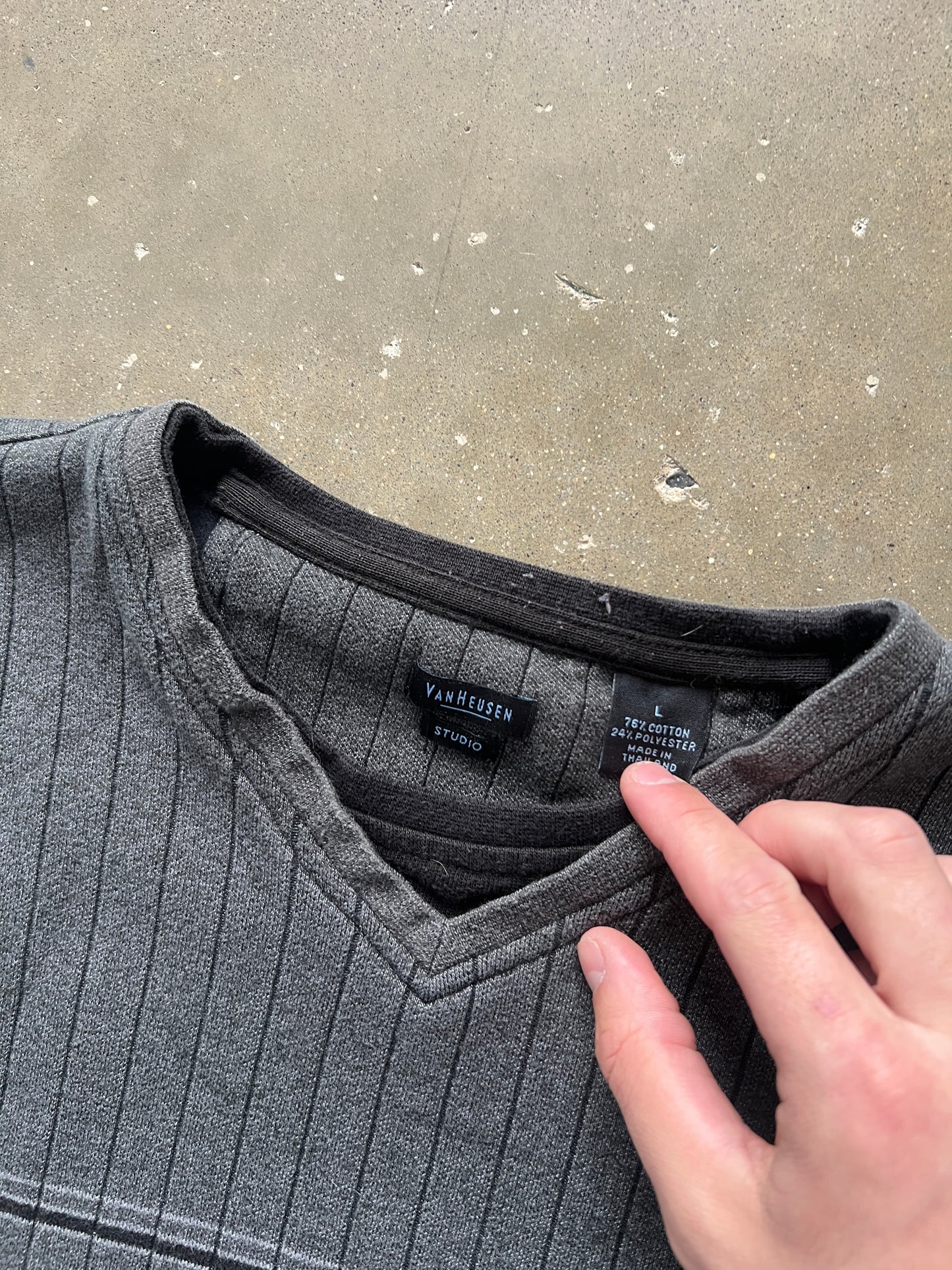 Vintage Grey Stripped Sweater - L