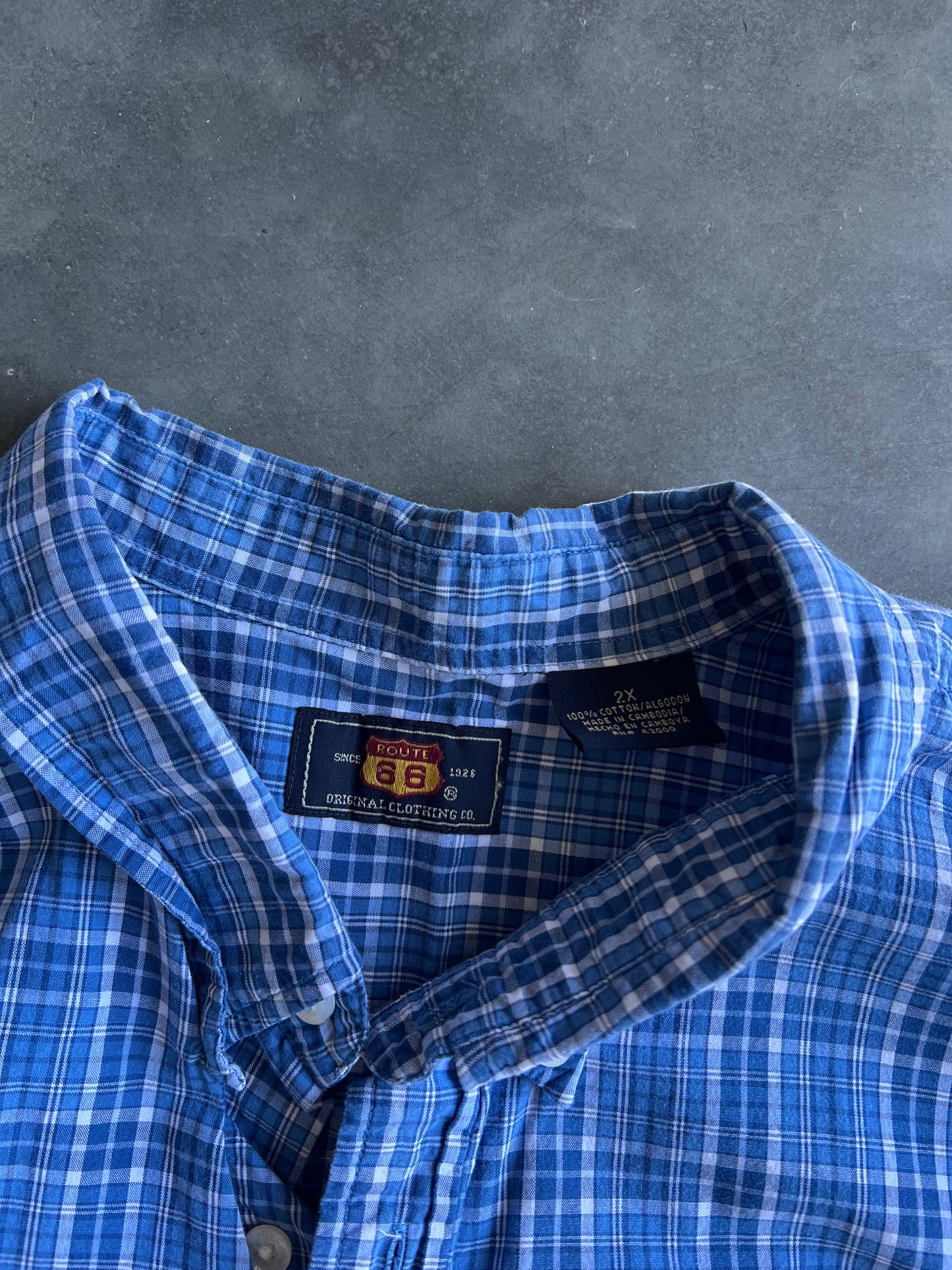 Vintage Blue Route 66 Button Up - XXL