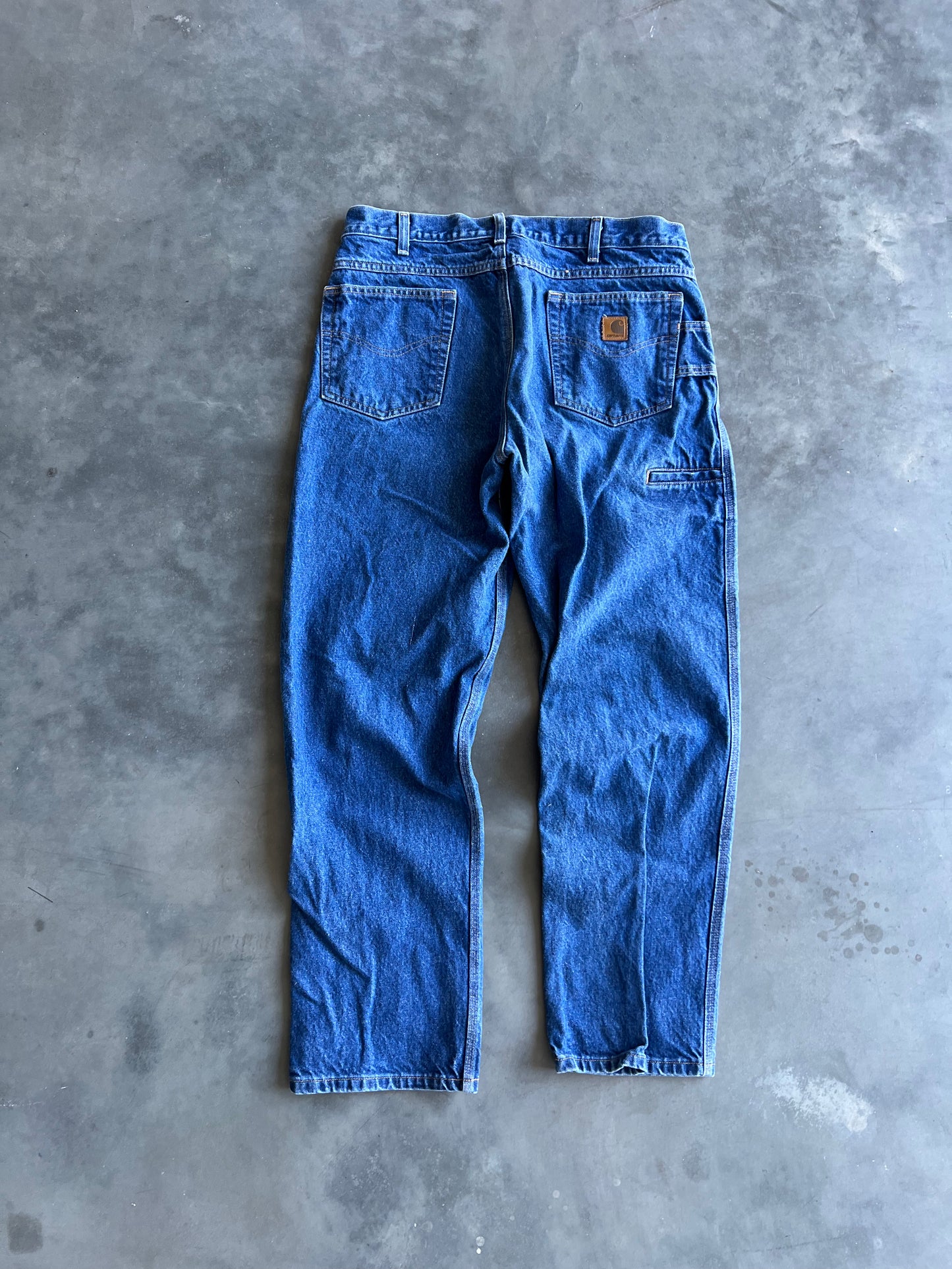 Vintage Denim Blue Carhartt Carpenter Pants - 36x32