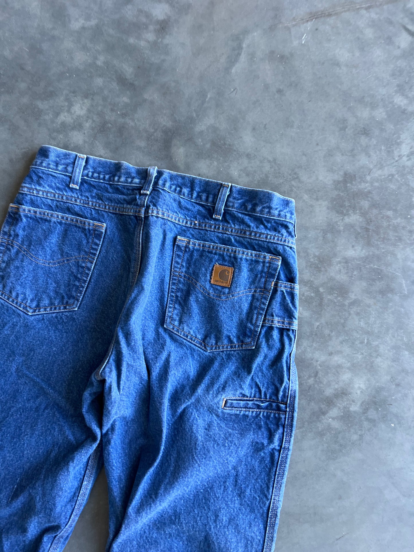 Vintage Denim Blue Carhartt Carpenter Pants - 36x32