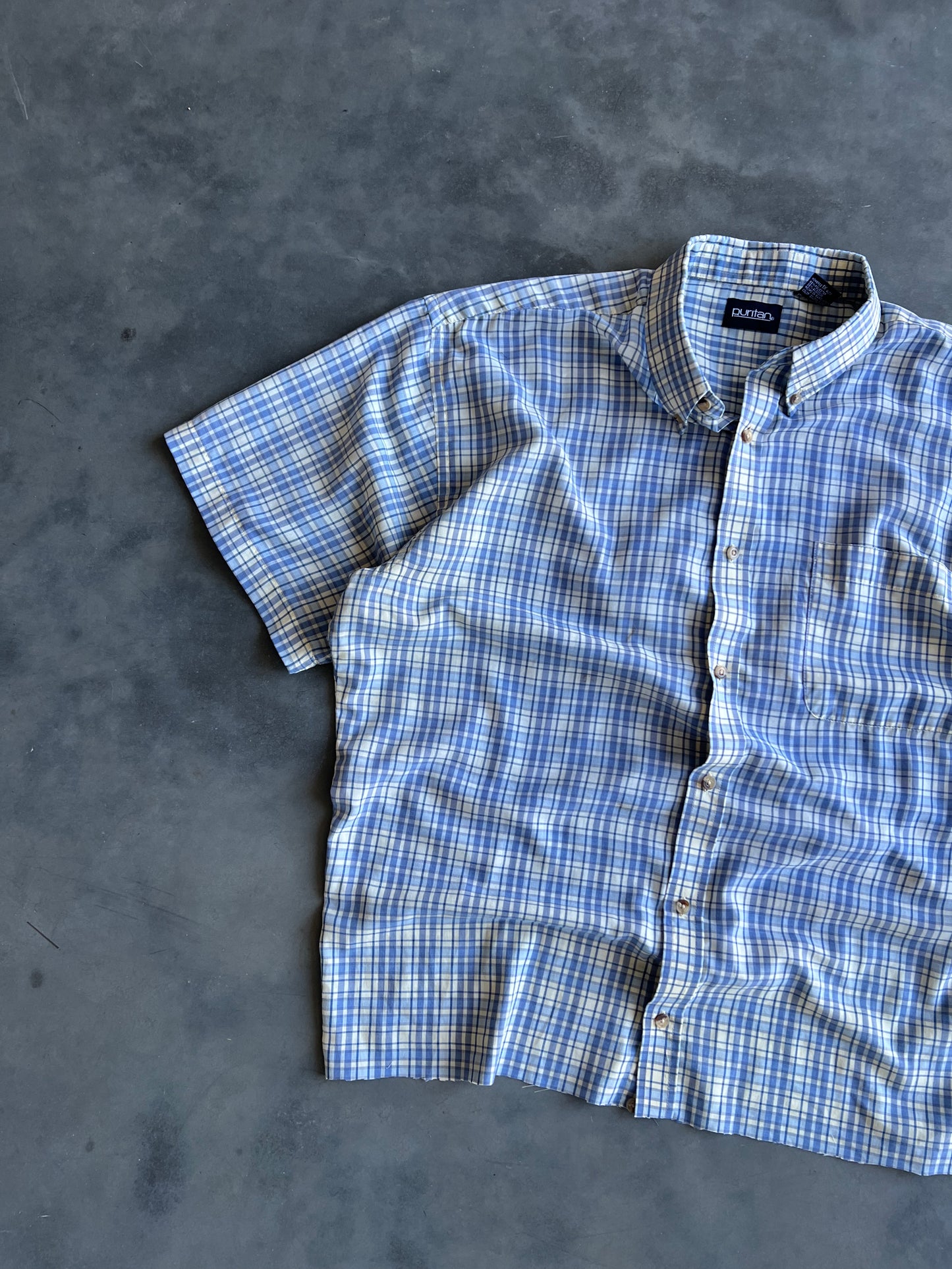 Vintage Yellow & Blue Button Up Shirt - XL