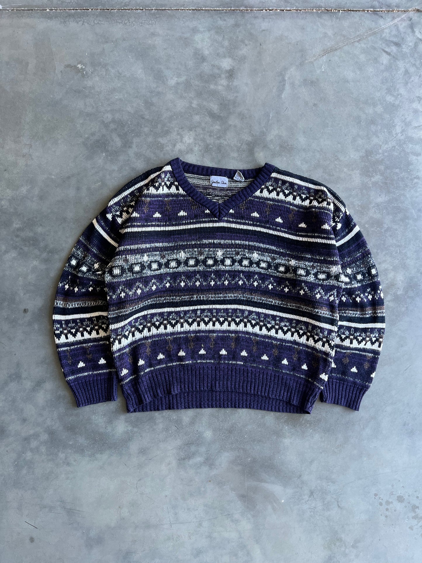 Vintage Purple Cable Knit Sweater - XL