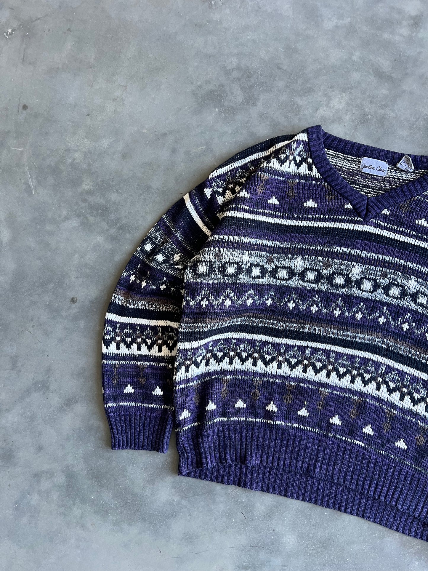Vintage Purple Cable Knit Sweater - XL