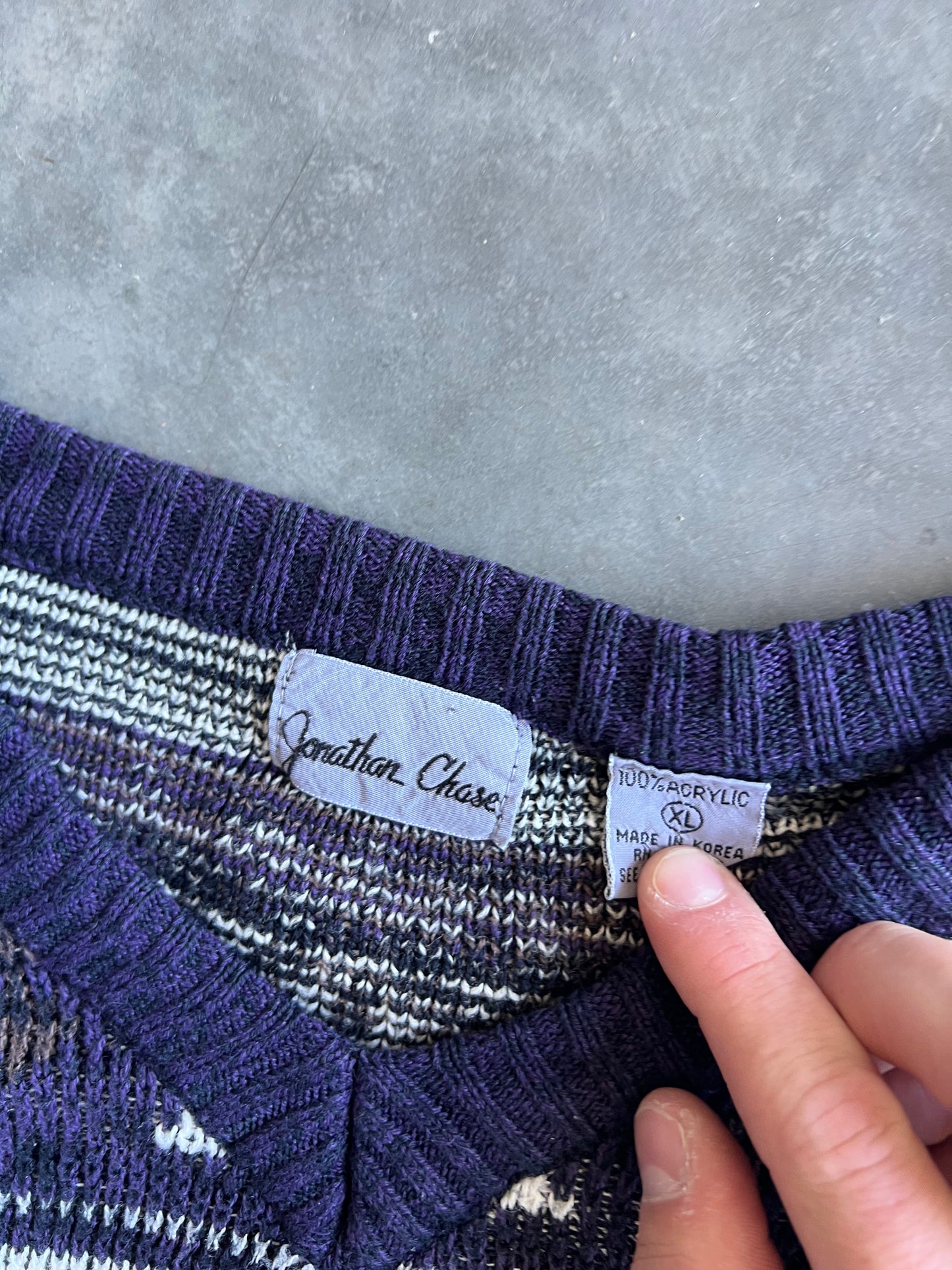 Vintage Purple Cable Knit Sweater - XL