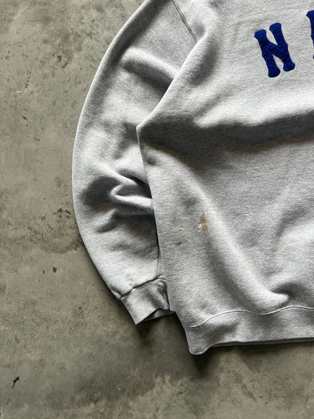 Vintage Distressed Grey Nike Spellout Crew - XL