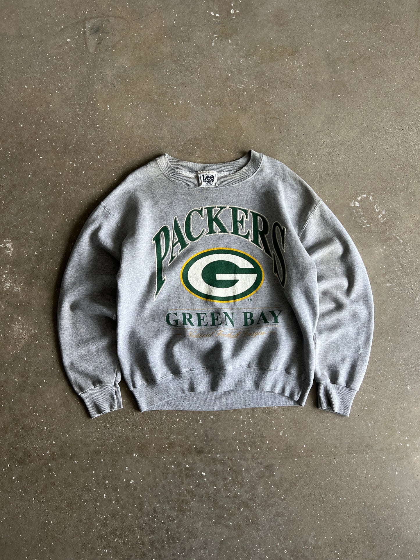 Vintage Grey Green Bay Packers Crew - L