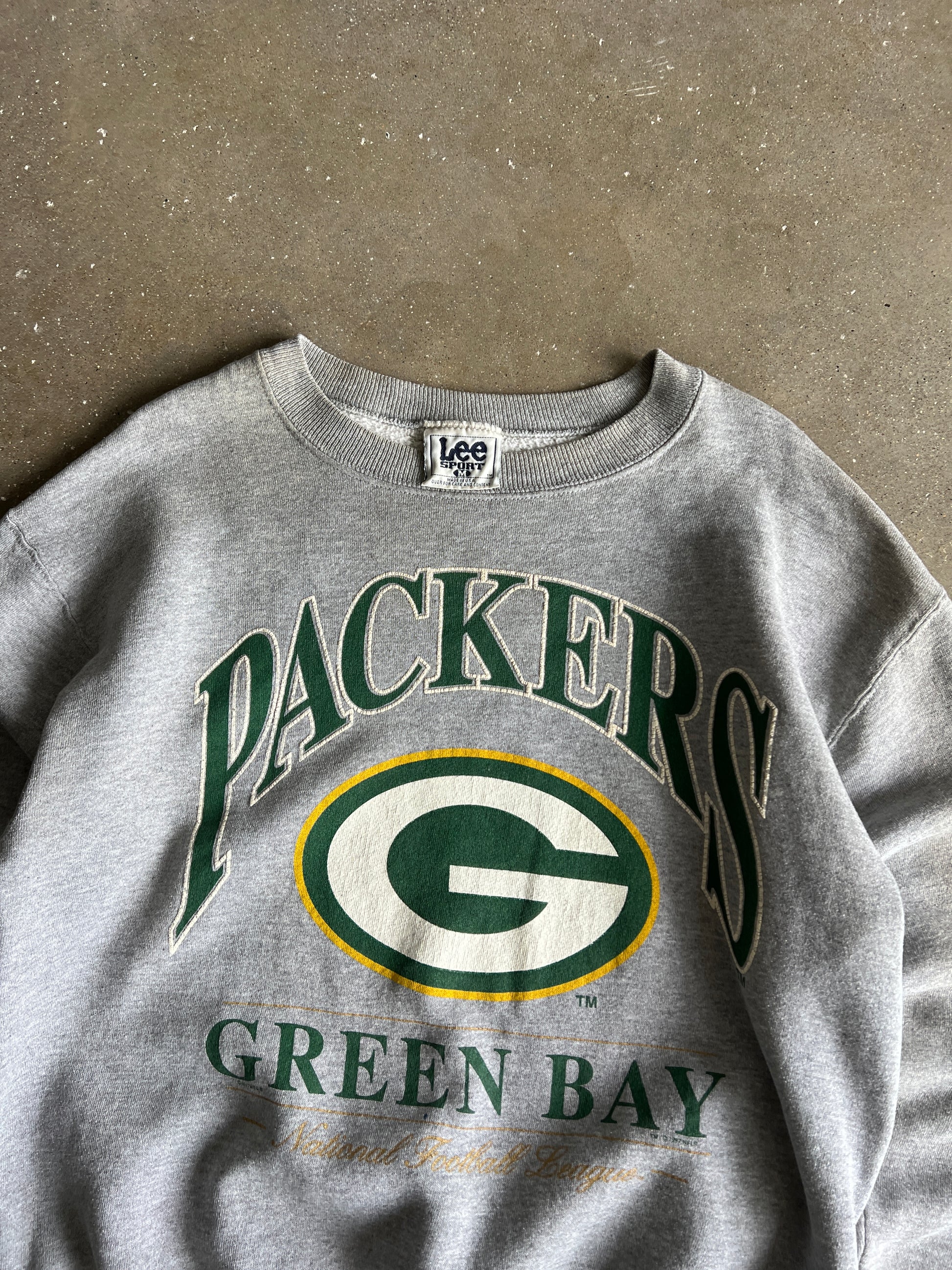 Vintage Grey Green Bay Packers Crew - L