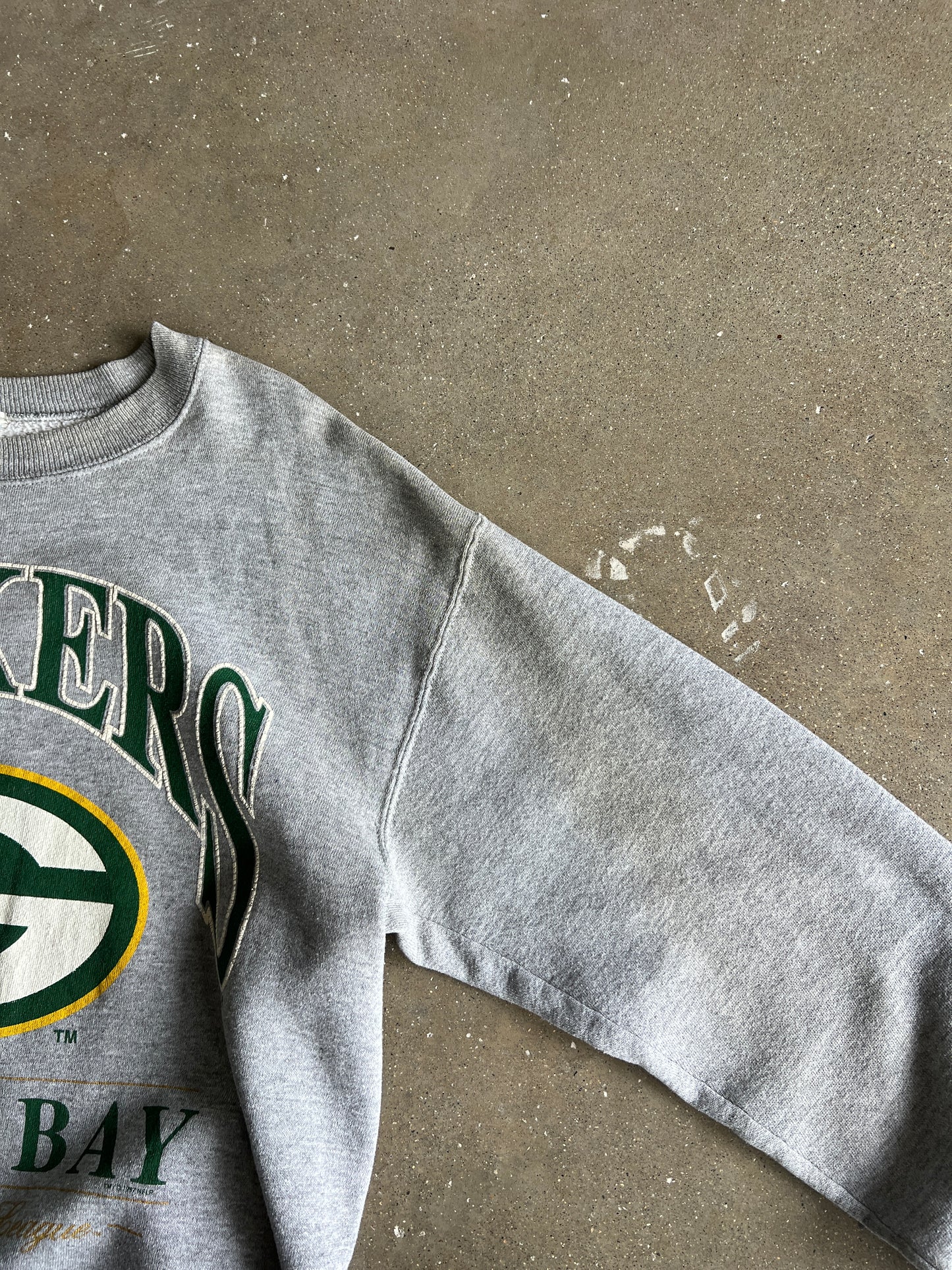 Vintage Grey Green Bay Packers Crew - L